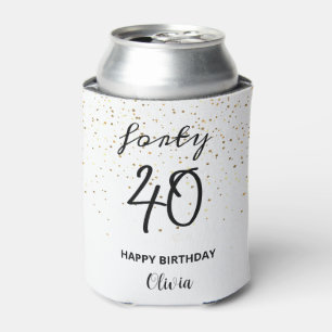 Girly glitter Custom modern 40th birthday  Can Cooler