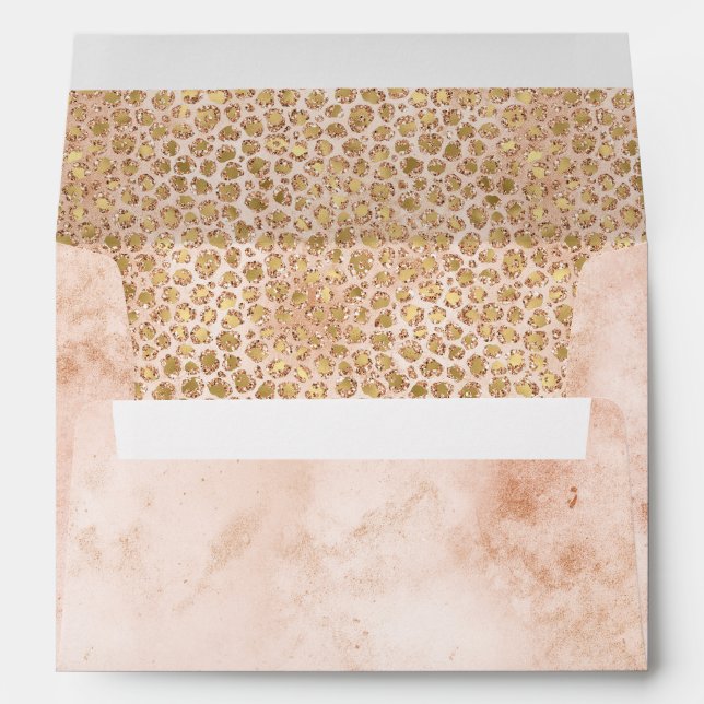 Girly Glitter Gold Peach Leopard Print Envelope (Back (Bottom))