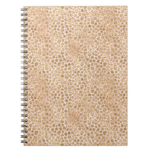 Girly Glitter Gold Peach Leopard Print Notebook