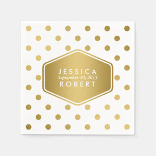 Girly Glitter Gold Polka Dots Pattern Monogram Napkin