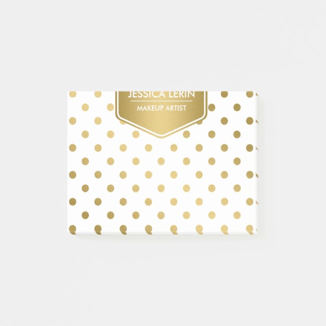 Girly Glitter Gold Polka Dots Pattern Monogram Post-it Notes (Front)