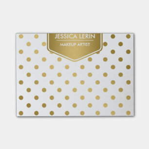 Girly Glitter Gold Polka Dots Pattern Monogram Post-it Notes