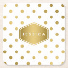 Girly Glitter Gold Polka Dots Pattern Monogram