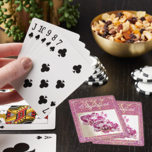 Girly Glitter Monogram Name Custom Floral Photo Playing Cards