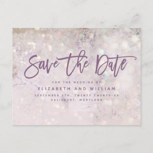Girly glitter pink chic elegant rose gold wedding announcement postcard