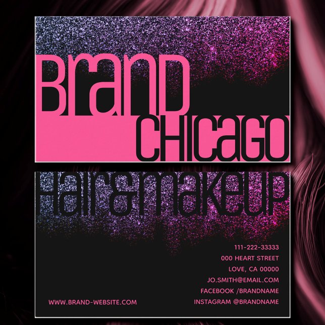 Girly Glitter Pink Rainbow Sparkle Bold Font Glam Business Card (Creator Uploaded)
