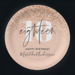 Girly glitter sparkle modern 18th birthday party paper plate<br><div class="desc">Girly glitter sparkle modern 18th birthday party decor paper plates. Part of a collection.</div>