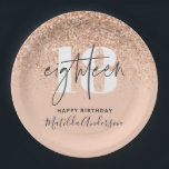 Girly glitter sparkle modern 18th birthday party paper plate<br><div class="desc">Girly glitter sparkle modern 18th birthday party decor paper plates. Part of a collection.</div>