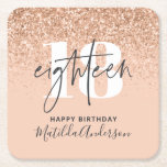 Girly glitter sparkle modern 18th birthday party square paper coaster<br><div class="desc">Girly glitter sparkle modern 18th birthday party decor. Part of a collection.</div>