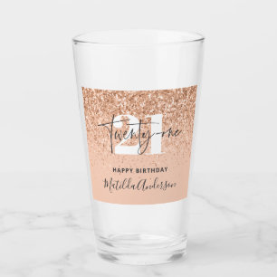 Girly glitter sparkle modern 21st birthday  glass