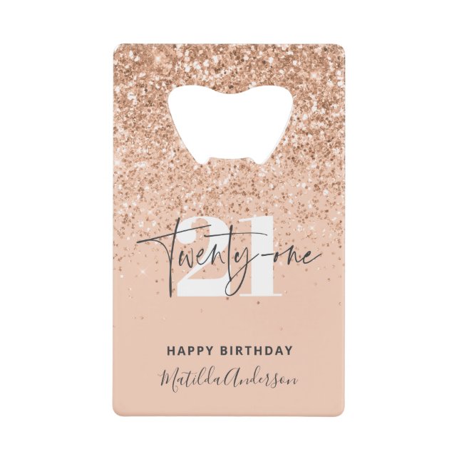 Girly glitter sparkle modern 21st birthday party  (Front)