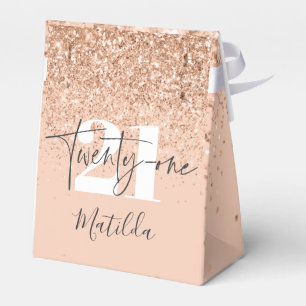 Girly glitter sparkle modern 21st birthday party favour box