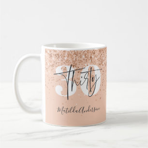 Girly glitter sparkle modern 30th birthday  coffee mug