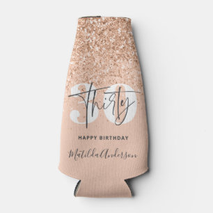 Girly glitter sparkle modern 30th birthday party bottle cooler