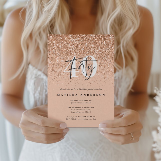 Girly glitter sparkle modern 40th birthday (Creator Uploaded)