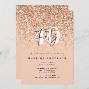 Girly glitter sparkle modern 40th birthday