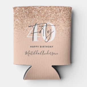 Girly glitter sparkle modern 40th birthday party can cooler