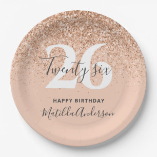 Girly glitter sparkle modern  birthday party paper plate