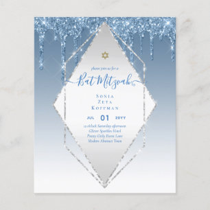 Girly Glitter Sparkles BAT MITVAH Invitation Flyer