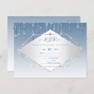 Girly Glitter Sparkles BAT MITVAH RSVP Postcard