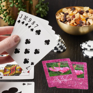 Girly Glitter Sparkles Monogram Custom Photo Name Playing Cards