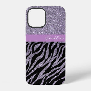 Girly Glitter Zebra Animal Print Pattern Custom iPhone 12 Case