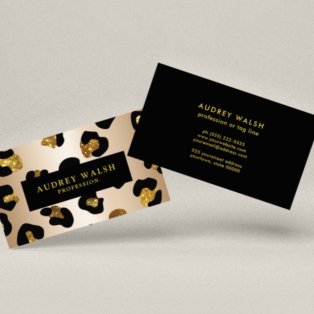 Girly Glittery faux gold Leopard print  Luxury Business Card (Creator Uploaded)