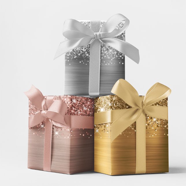 Girly Glittery Glam Faux Foil Set Wrapping Paper Sheet (Girly Glittery Glam Faux Foil Set Wrapping Paper Sheets)