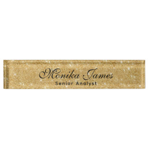 Girly Glittery Gold Faux Light Pi Nameplate