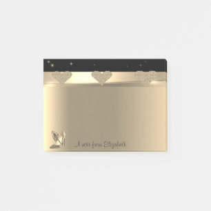 Girly Glittery Gold Hearts,High Heels-Personalised Post-it Notes
