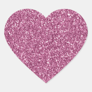 Girly Glitzy Pink Glitter Heart Sticker