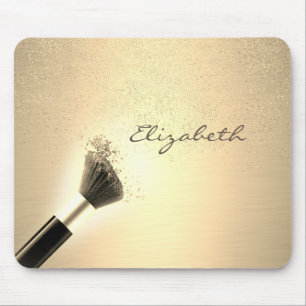Girly,Gold Confetti ,Makeup Brush ,Personalised Mouse Pad