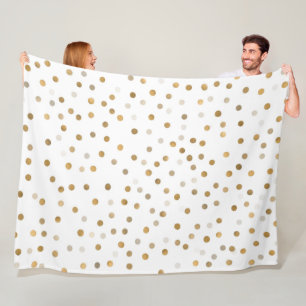 Girly Gold Dots Confetti White Design Fleece Blanket