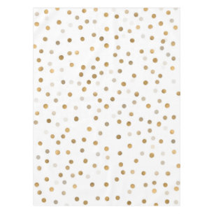 Girly Gold Dots Confetti White Design Tablecloth