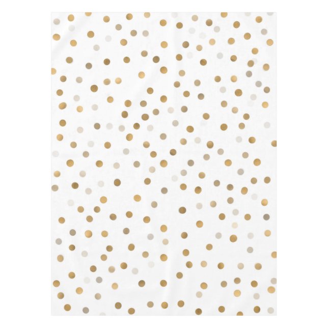 Girly Gold Dots Confetti White Design Tablecloth (Front)
