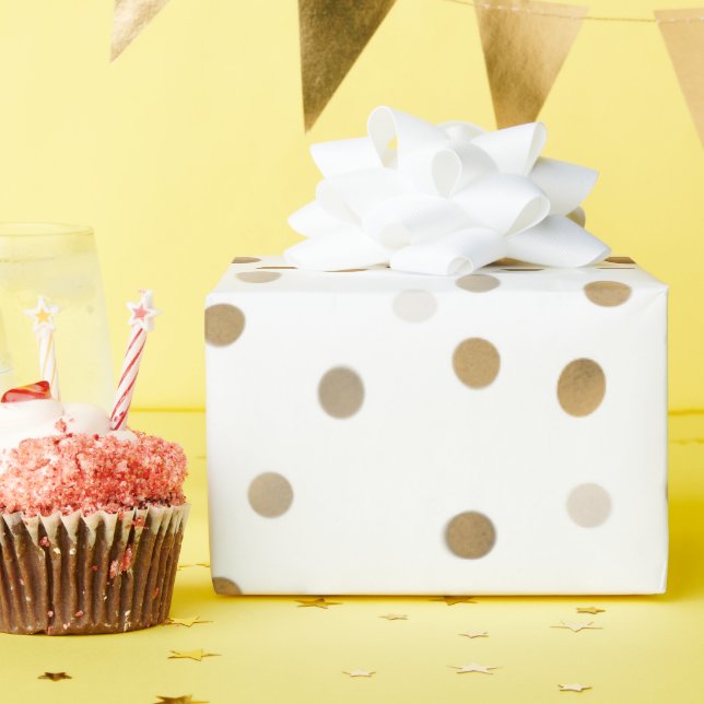 Girly Gold Dots Confetti White Design Wrapping Paper (Birthday Party)