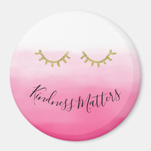 Girly Gold Eyelashes pink ombre Magnet