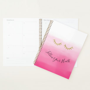 Girly Gold Eyelashes pink ombre Planner