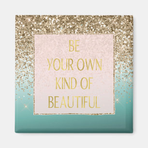 Girly Gold Glam Glitter Mint Ombre Magnet