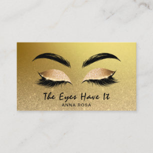 *~* Girly Gold Golden Lashes Extensions Brows Business Card