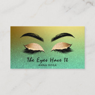*~* Girly Gold Golden Lashes Extensions Brows Business Card