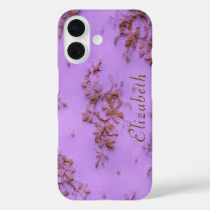 Girly Gold Lace Purple Feminine and Elegant iPhone 16 Case