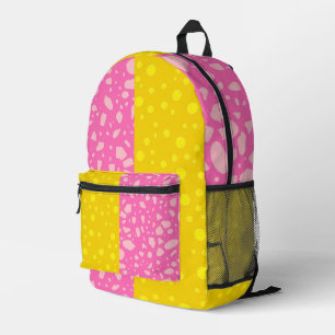 (Girly Gold & Pink Color) Best Color Block Printed Backpack