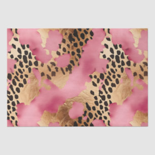 Girly Gold Pink Leopard Tissue Paper