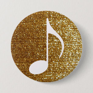 girly golden musical note 7.5 cm round badge