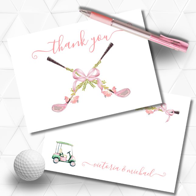 Girly golf clubs preppy Thank You Note (Creator Uploaded)