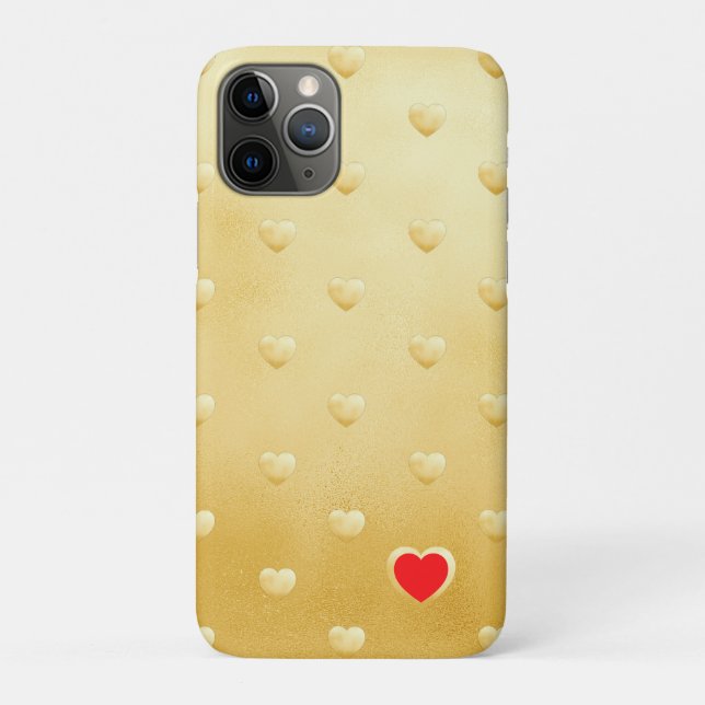 Girly Gothic Gold Hearts on Solid Colour Case-Mate iPhone Case (Back)