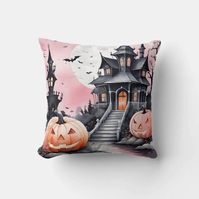 Girly Gothic Nightfall Haunted Mansion Cushion (Front)