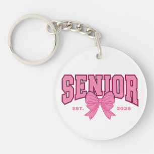 Girly Graduation Coquette Senior 2026 Pink Bow Key Ring