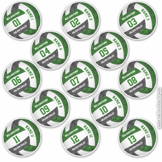 girly green black volleyball player names set 13 (Front)